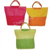 197269 Τσάντα Λινή με Καθρέπτες