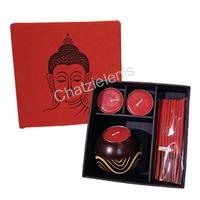 708053 Κουτί Βούδας με Ξύλινη Βάση,Ρεσώ & Αρωματικά Sticks