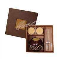 708061 Κουτί Φύλλο με Ξύλινη Βάση,Ρεσώ & Αρωματικά Sticks