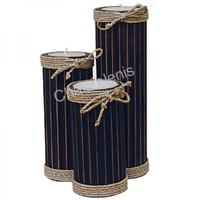 798330 Σετ 3 Κεριά Μπαμπού με Σχοινί