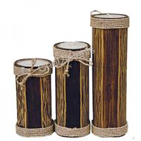 798331 Σετ 3 Κεριά Μπαμπού με Σχοινί