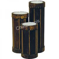 798332 Σετ 3 Κεριά Μπαμπού με Γραμμές