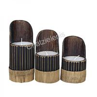 798338 Σετ 3 Κεριά Μπαμπού με Πλάτη